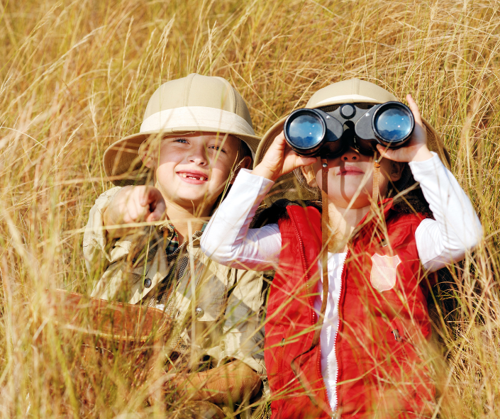 Children watching birds