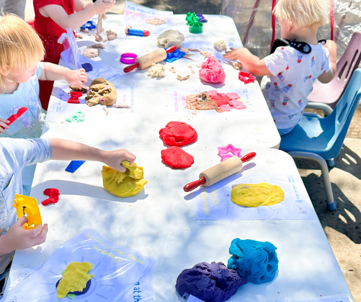 Children are playing with playdough