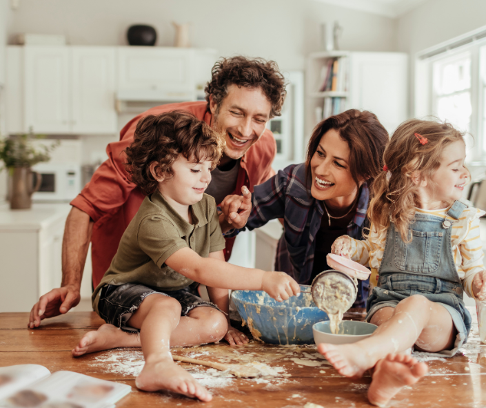 Quality time with kids, family in the kitchen